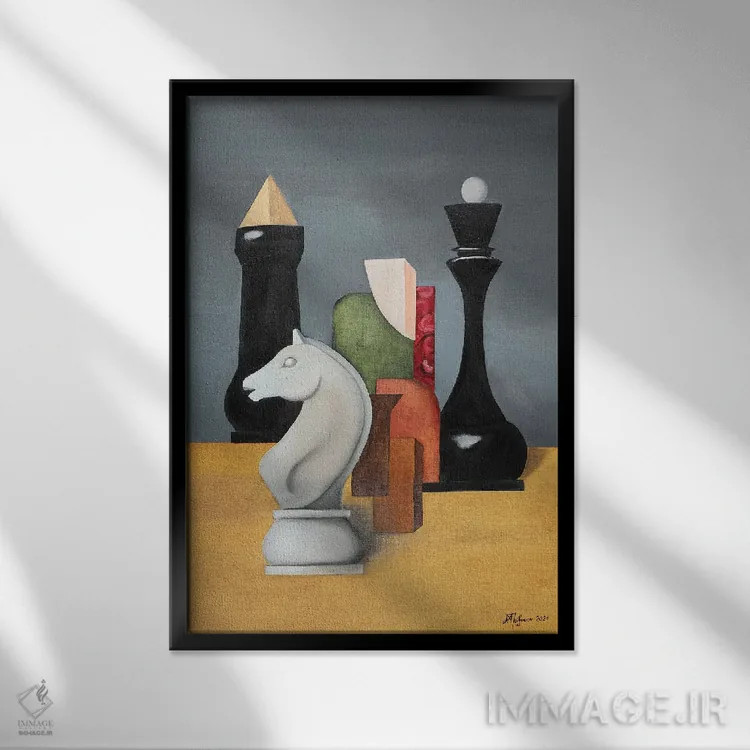 تابلو ترکیب شطرنج اثر الکساندر تریفونوف - نمای قابدار مشکی