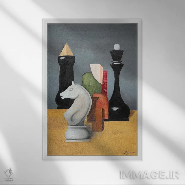 تابلو ترکیب شطرنج اثر الکساندر تریفونوف - نمای قابدار سفید