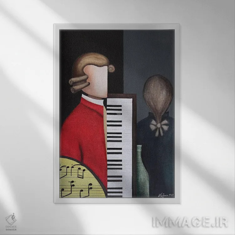 تابلو موتسارت و سالییری (آهنگسازان) اثر الکساندر تریفونوف - نمای قابدار سفید