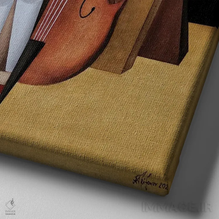 تابلو ویولنسل اثر الکساندر تریفونوف - نمای نزدیک بافت بوم