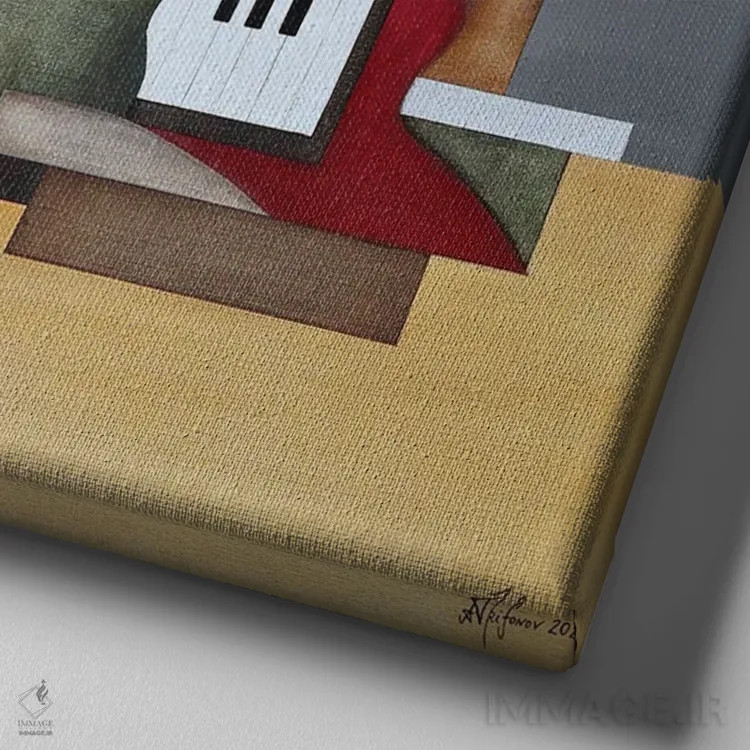 تابلو قطعه موسیقی اثر الکساندر تریفونوف - نمای نزدیک بافت بوم