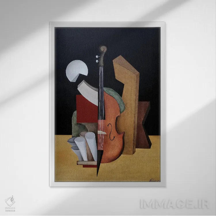 تابلو ویولنسل اثر الکساندر تریفونوف - نمای قابدار سفید