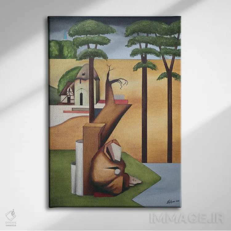 تابلو وسوسه سنت آنتونی (نقاشی/موضوع معنویتی) اثر الکساندر تریفونوف - نمای روبهرو روی دیوار