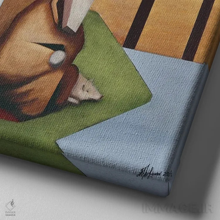 تابلو وسوسه سنت آنتونی (نقاشی/موضوع معنویتی) اثر الکساندر تریفونوف - نمای نزدیک بافت بوم