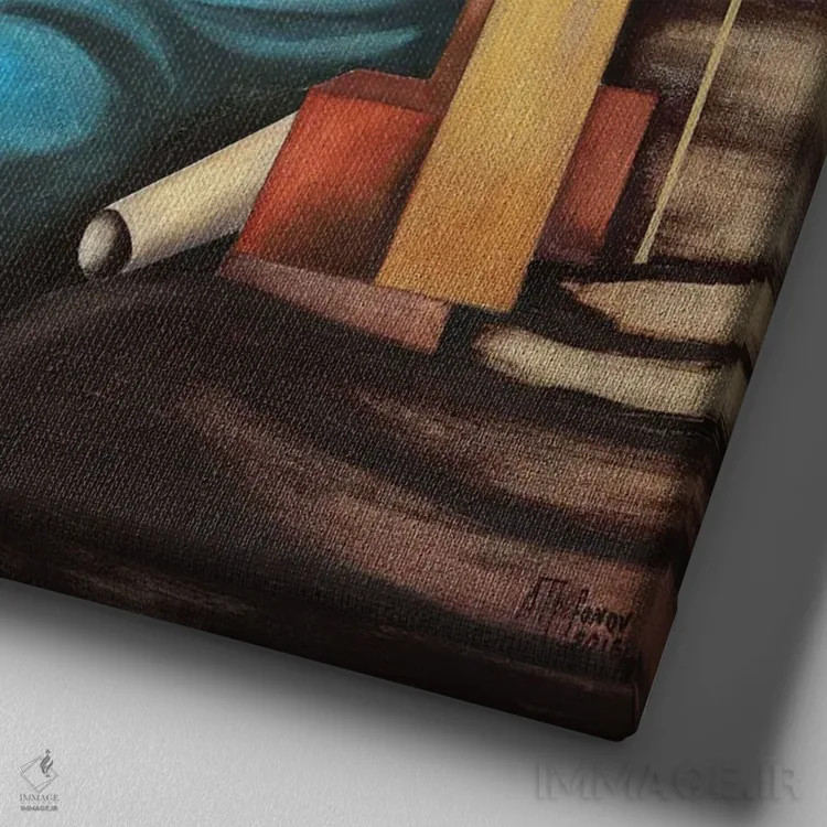 تابلو مریم بافنده (اثر نقاشی) اثر الکساندر تریفونوف - نمای نزدیک بافت بوم