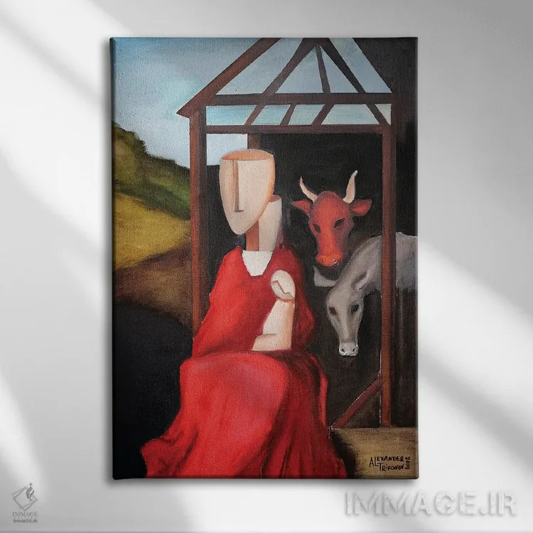 تابلو خانواده من اثر الکساندر تریفونوف - نمای روبهرو روی دیوار