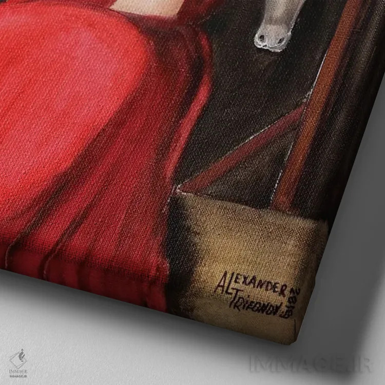 تابلو خانواده من اثر الکساندر تریفونوف - نمای نزدیک بافت بوم