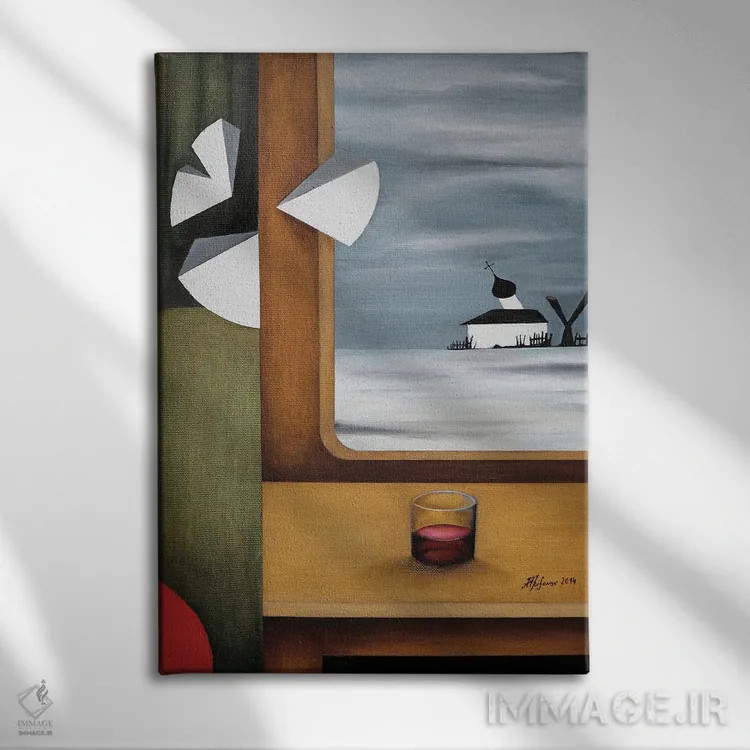 تابلو روسیه پشت پنجره اثر الکساندر تریفونوف - نمای روبهرو روی دیوار