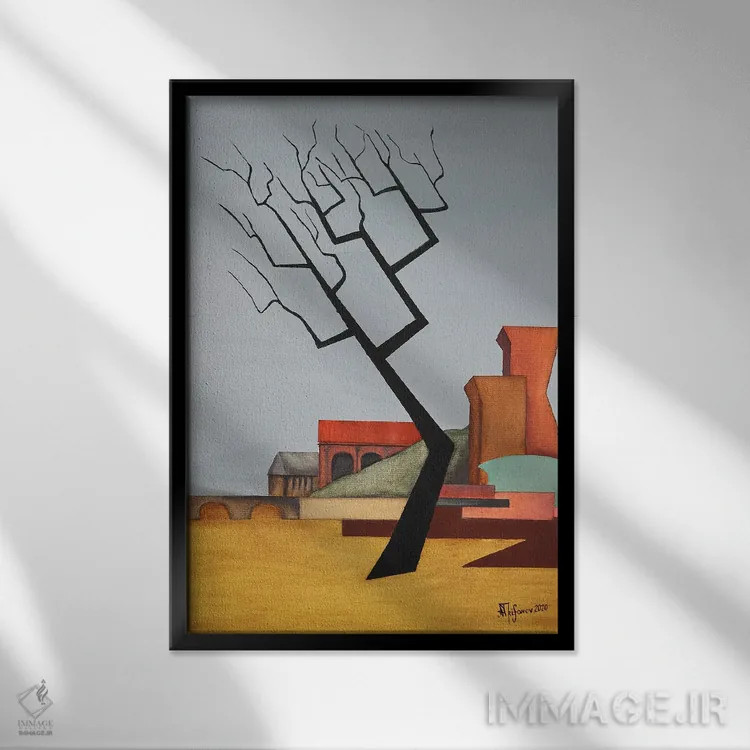 تابلو سقوط خانه آشر (اثر ادبی) اثر الکساندر تریفونوف - نمای قابدار مشکی