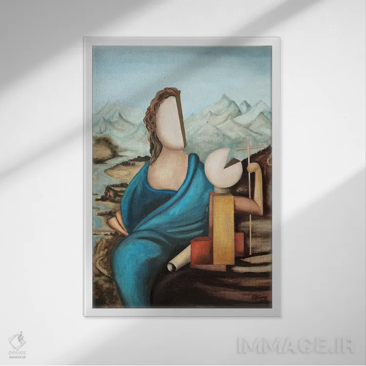 تابلو مریم بافنده (اثر نقاشی) اثر الکساندر تریفونوف - نمای قابدار سفید