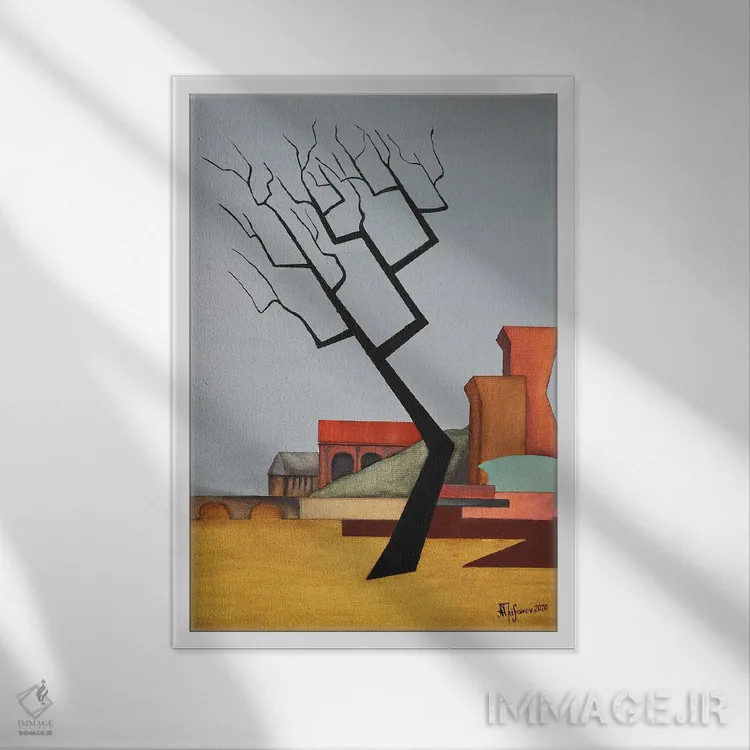 تابلو سقوط خانه آشر (اثر ادبی) اثر الکساندر تریفونوف - نمای قابدار سفید