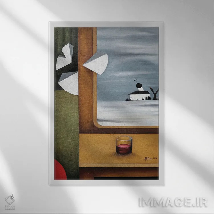 تابلو روسیه پشت پنجره اثر الکساندر تریفونوف - نمای قابدار سفید