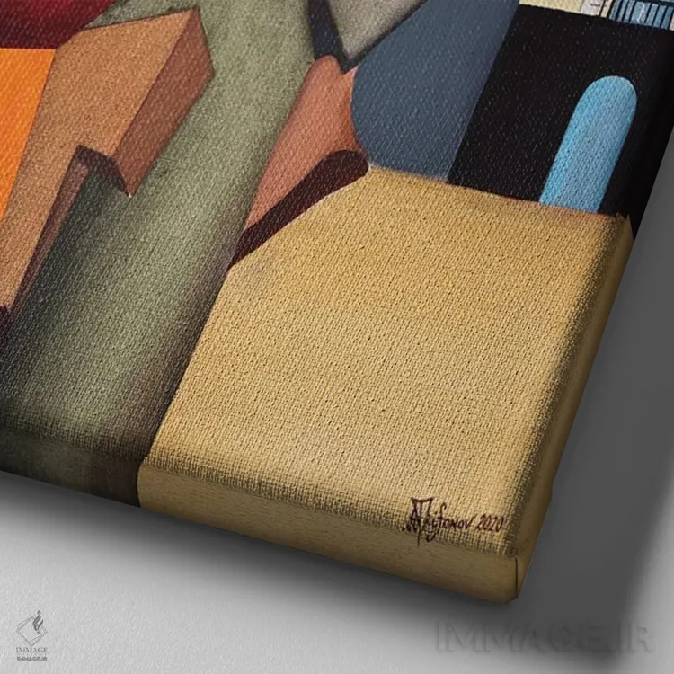 تابلو روز بارانی در پاریس اثر الکساندر تریفونوف - نمای نزدیک بافت بوم