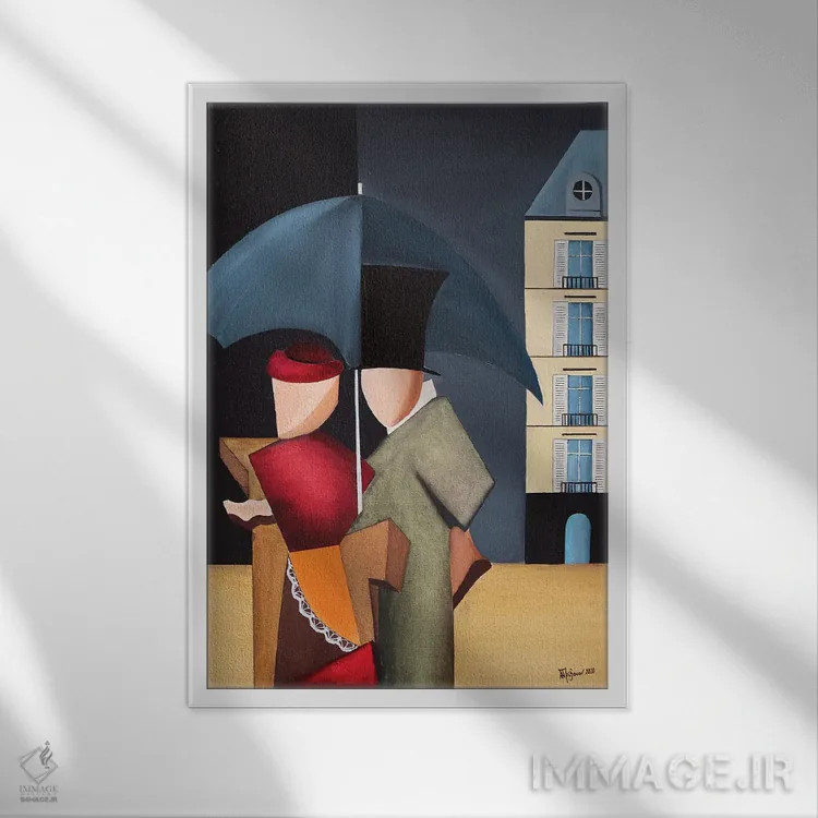 تابلو روز بارانی در پاریس اثر الکساندر تریفونوف - نمای قابدار سفید