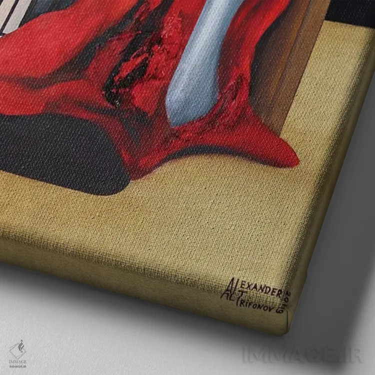 تابلو ژاندارک (شخصیت تاریخی فرانسه) اثر الکساندر تریفونوف - نمای نزدیک بافت بوم