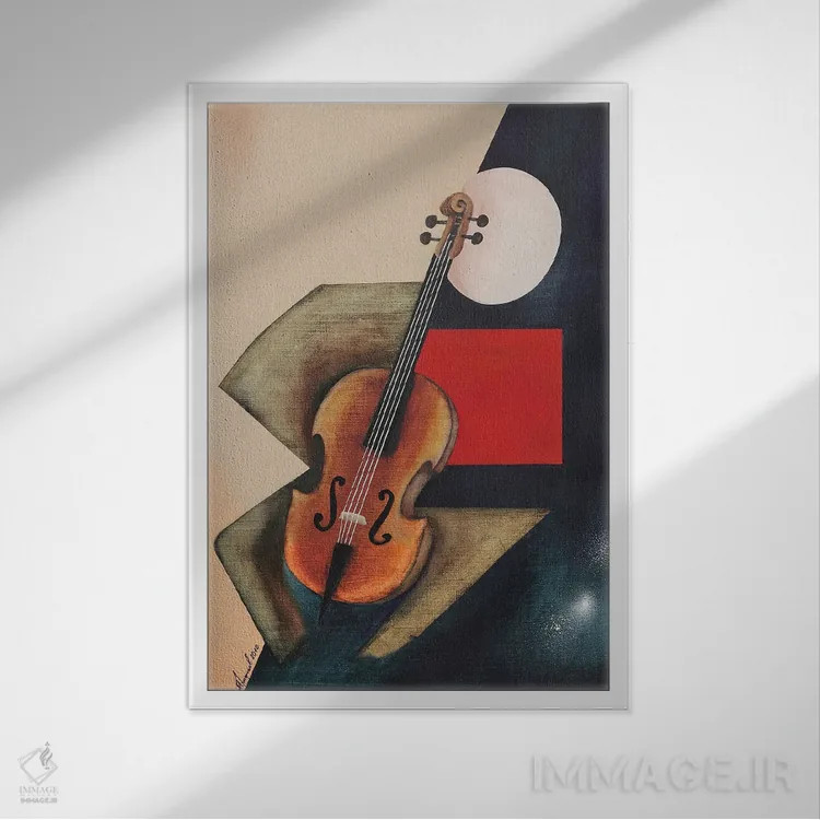 تابلو نوازنده ویولنسل II اثر الکساندر تریفونوف - نمای قابدار سفید