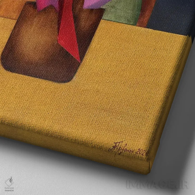 تابلو دستهگل اثر الکساندر تریفونوف - نمای نزدیک بافت بوم