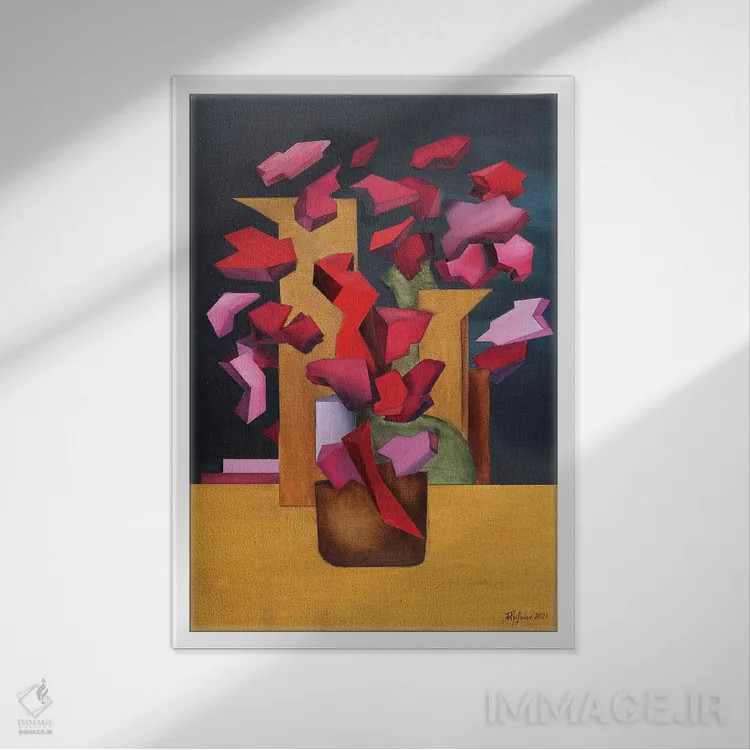 تابلو دستهگل اثر الکساندر تریفونوف - نمای قابدار سفید