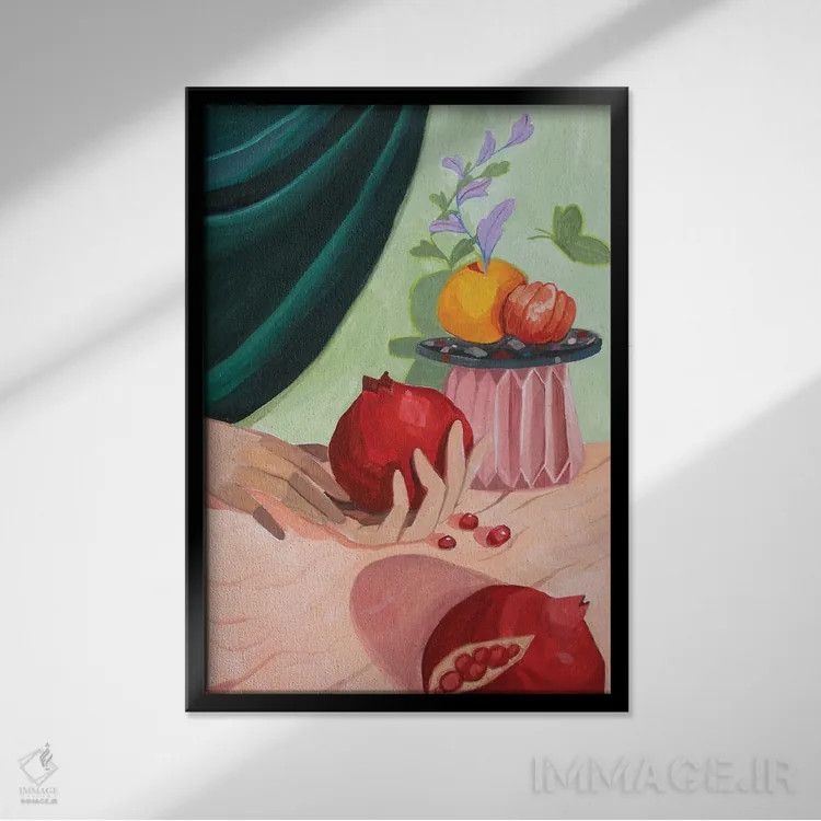 تابلو انار اثر آرتی گوآوا - نمای قابدار مشکی
