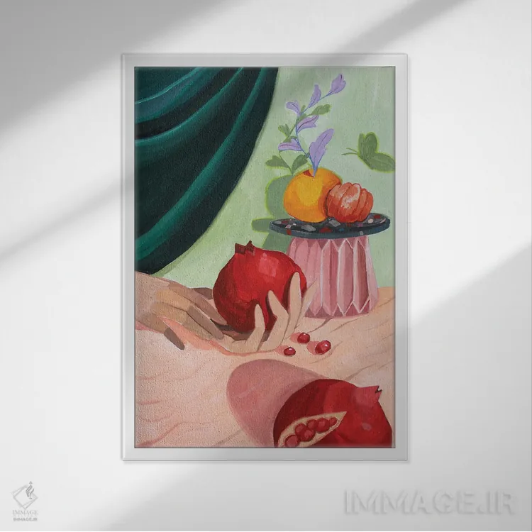 تابلو انار اثر آرتی گوآوا - نمای قابدار سفید