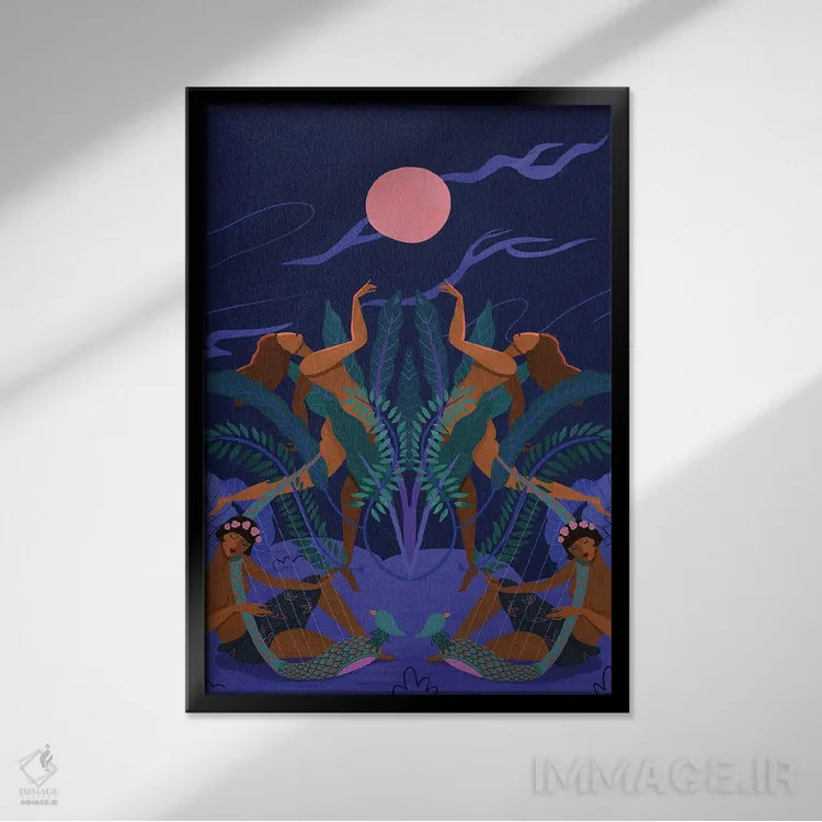 تابلو ماه صورتی اثر آرتی گوآوا - نمای قابدار مشکی