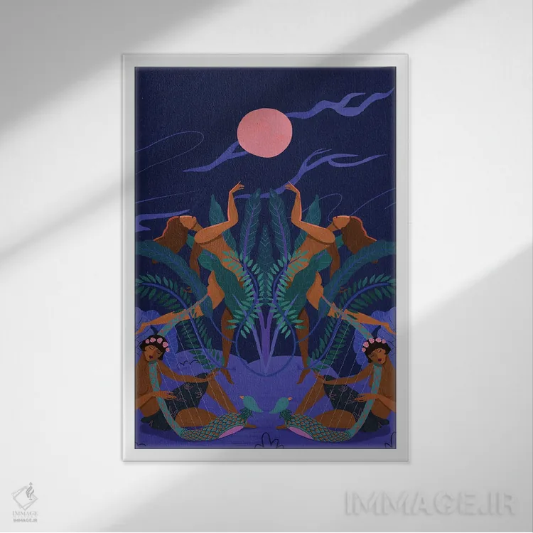 تابلو ماه صورتی اثر آرتی گوآوا - نمای قابدار سفید