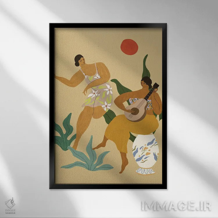 تابلو موسیقی و رقص اثر آرتی گوآوا - نمای قابدار مشکی