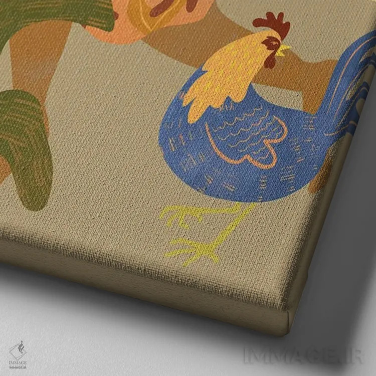 تابلو آیین صبحگاهی اثر آرتی گوآوا - نمای نزدیک بافت بوم