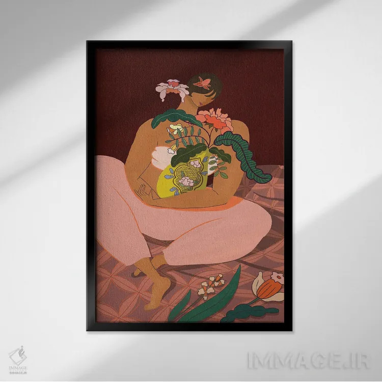 تابلو مادر گیاه (لقب/طنز) اثر آرتی گوآوا - نمای قابدار مشکی