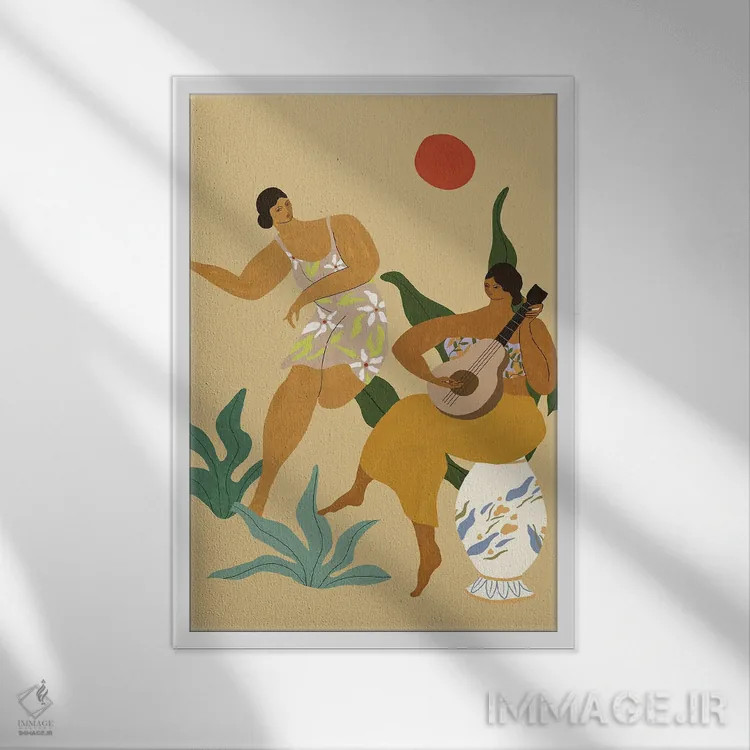 تابلو موسیقی و رقص اثر آرتی گوآوا - نمای قابدار سفید