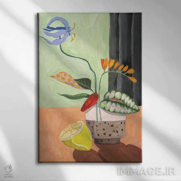 تابلو ایکبانا (هنر گلآرایی ژاپنی) اثر آرتی گوآوا - نمای روبهرو روی دیوار