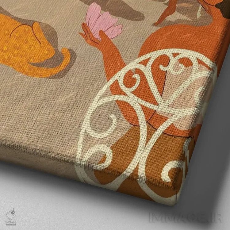 تابلو دورهمی شایعات اثر آرتی گوآوا - نمای نزدیک بافت بوم