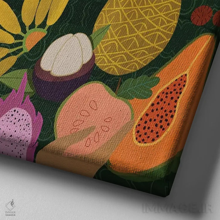 تابلو فروشندهٔ میوه اثر آرتی گوآوا - نمای نزدیک بافت بوم