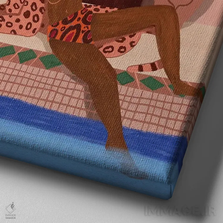 تابلو تعطیلات با پلنگ من اثر آرتی گوآوا - نمای نزدیک بافت بوم