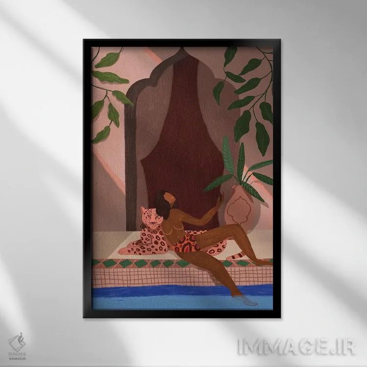 تابلو تعطیلات با پلنگ من اثر آرتی گوآوا - نمای قابدار مشکی