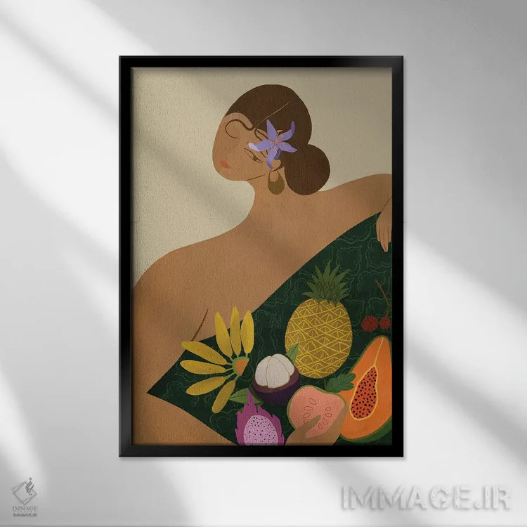 تابلو فروشندهٔ میوه اثر آرتی گوآوا - نمای قابدار مشکی