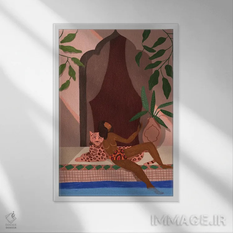 تابلو تعطیلات با پلنگ من اثر آرتی گوآوا - نمای قابدار سفید