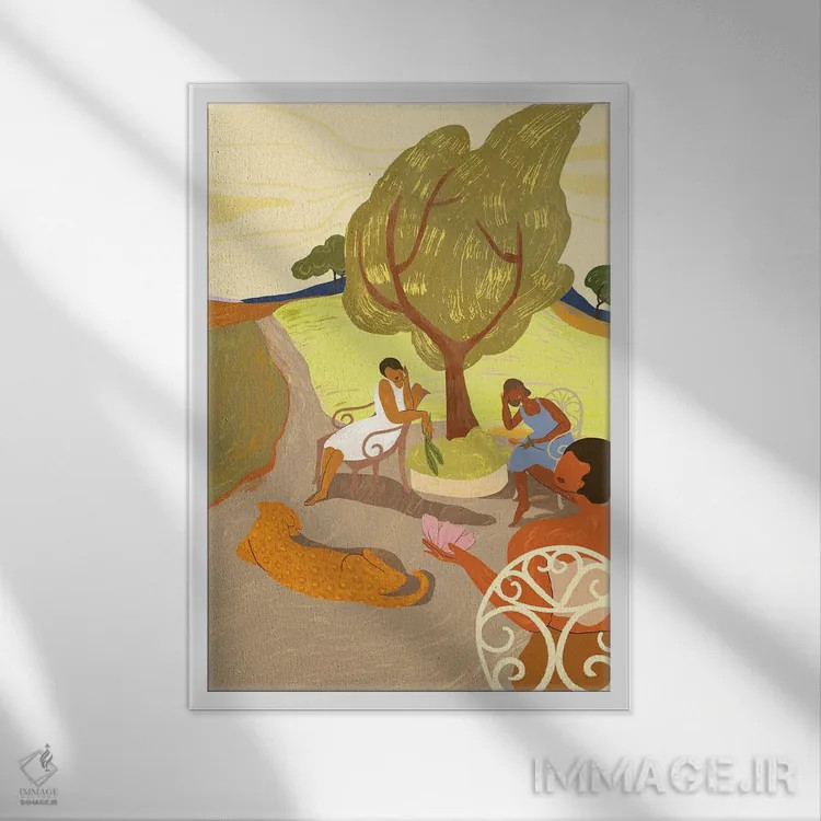 تابلو دورهمی شایعات اثر آرتی گوآوا - نمای قابدار سفید