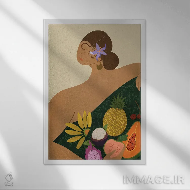 تابلو فروشندهٔ میوه اثر آرتی گوآوا - نمای قابدار سفید