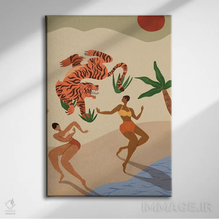 تابلو رقصیدن با ببر اثر آرتی گوآوا - نمای روبهرو روی دیوار
