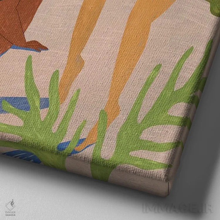 تابلو یک روز در ساحل اثر آرتی گوآوا - نمای نزدیک بافت بوم