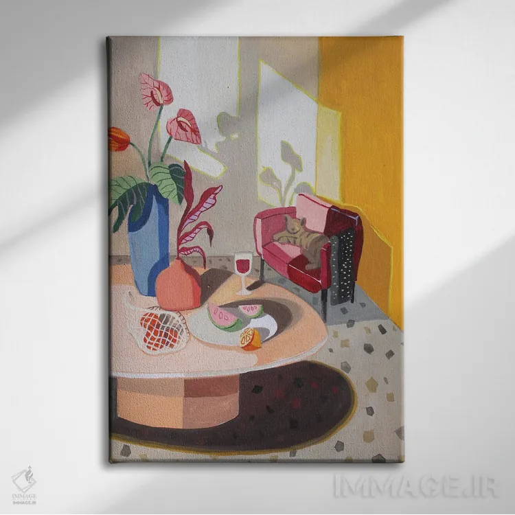تابلو گربه روی مبل اثر آرتی گوآوا - نمای روبهرو روی دیوار