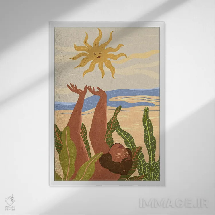 تابلو درود بر خورشید (یوگا) اثر آرتی گوآوا - نمای قابدار سفید