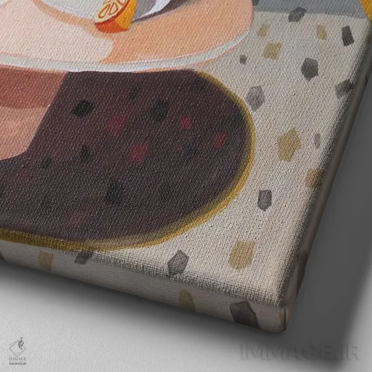 تابلو گربه روی مبل اثر آرتی گوآوا - نمای نزدیک بافت بوم