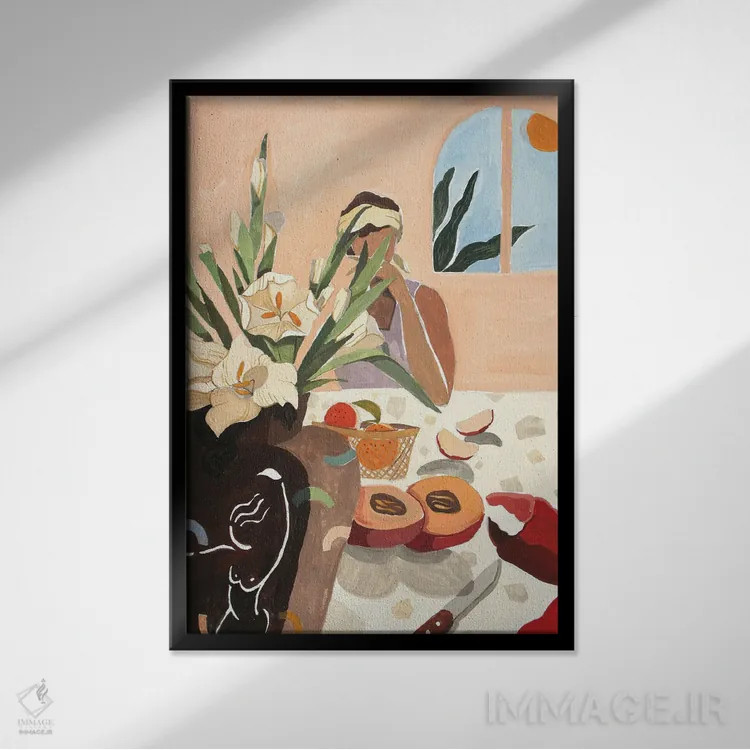 تابلو صبحانه و ناهار (برانچ) اثر آرتی گوآوا - نمای قابدار مشکی