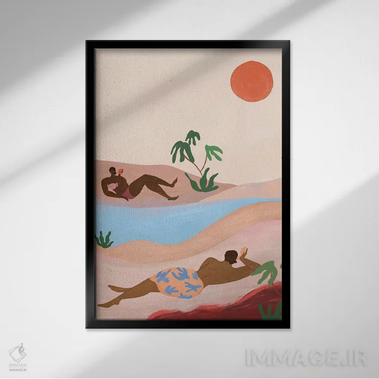 تابلو ساحل لطفاً (طنز) اثر آرتی گوآوا - نمای قابدار مشکی