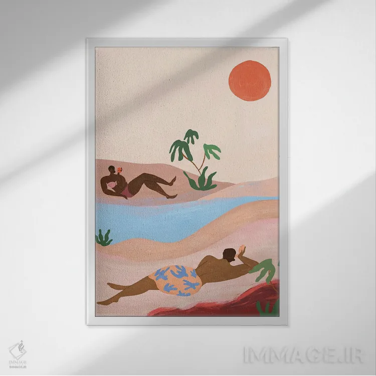 تابلو ساحل لطفاً (طنز) اثر آرتی گوآوا - نمای قابدار سفید