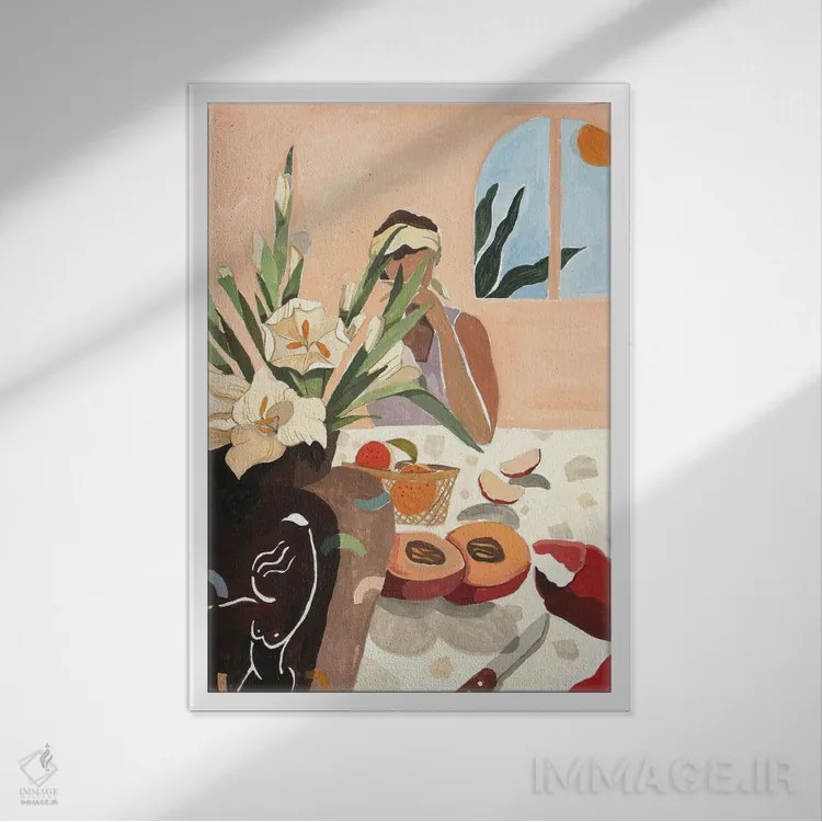 تابلو صبحانه و ناهار (برانچ) اثر آرتی گوآوا - نمای قابدار سفید