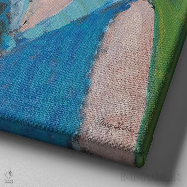 تابلو پرترهٔ بازار کهنهفروشان II اثر اِیوری تیلمن - نمای نزدیک بافت بوم