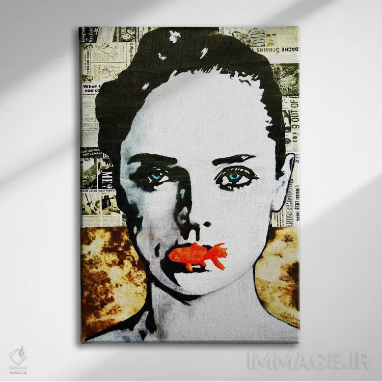 تابلو بوسهٔ ماهی اثر آنی ترازو - نمای روبهرو روی دیوار